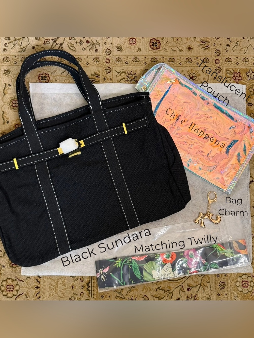 Spring Sundara Bag with Matching Fringed Twilly - BLACK - Picture 3 of 14